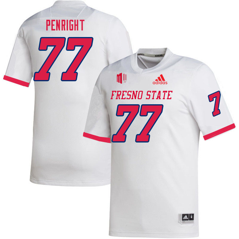 Men #77 Toreon Penright Fresno State Bulldogs College Football Jerseys Sale-White